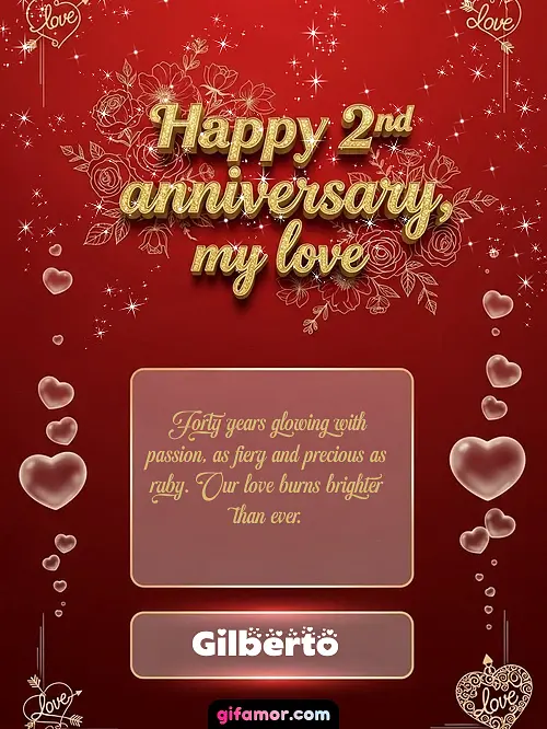 Forty years glowing with passion, as fiery and precious as ruby. Our love burns brighter than ever.
