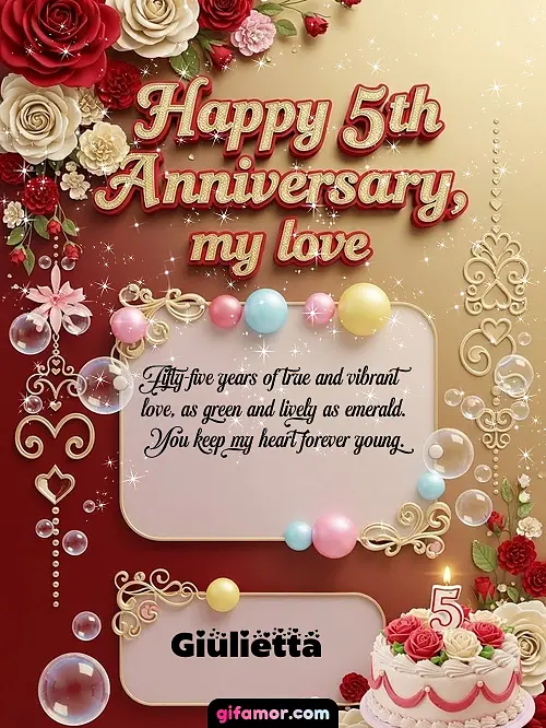 GIF de Wedding Anniversaries by Year: Fifty-five years of true and vibrant love, as green and lively as emerald. You keep my heart forever young.