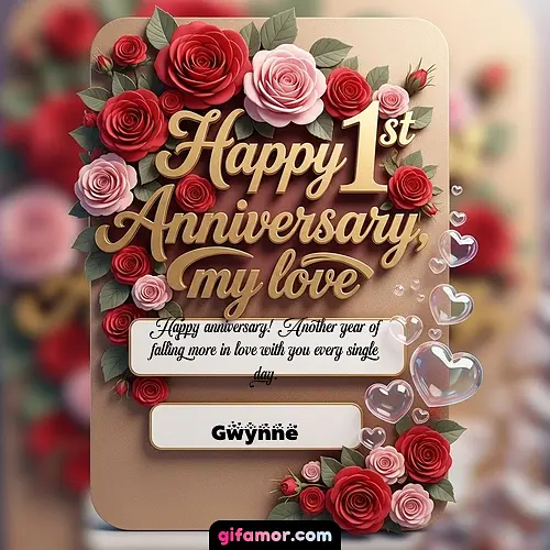 GIF de Wedding Anniversaries by Year: Happy anniversary! Another year of falling more in love with you every single day.